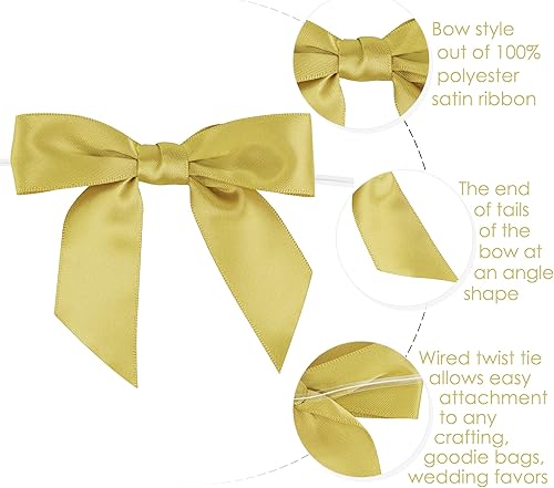 Vista 38 de AIMUDI Lazos giratorios para bolsas de golosinas de 3.5 pulgadas, lazos de satén azul turquesa para manualidades, lazos prefabricados con lazos Azul