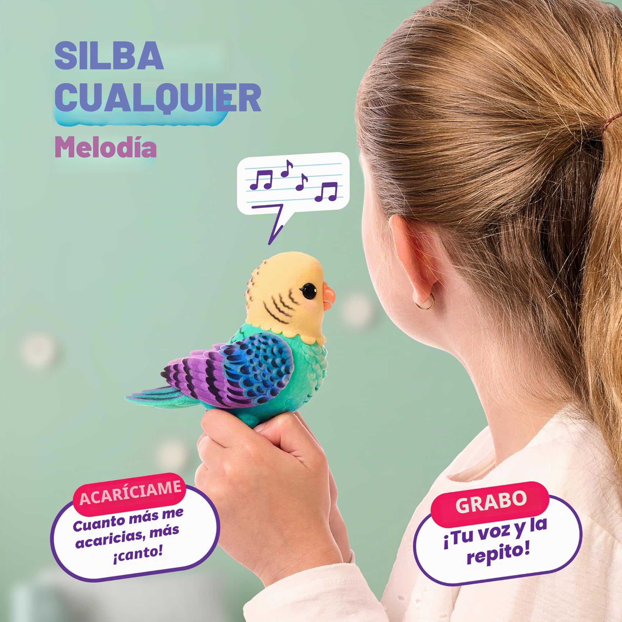 My Really Real Bird & Cage de Little Live Pets - Indie, Pájaro interactivo, realista, Más de 20 sonidos y reacciones, Jaula: 25 cm, pájaro: 10,9 cm, Graba y repite o responde silbando, Jaula portátil