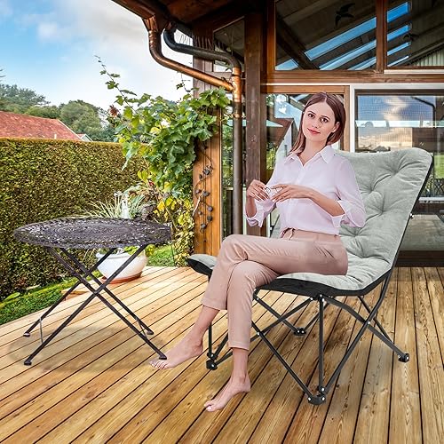 Miniatura 4 de NAIZEA Silla de camping plegables, cómodas sillas de platillo, silla deportiva, silla al aire libre, silla de césped, sillas de sala de estar, silla