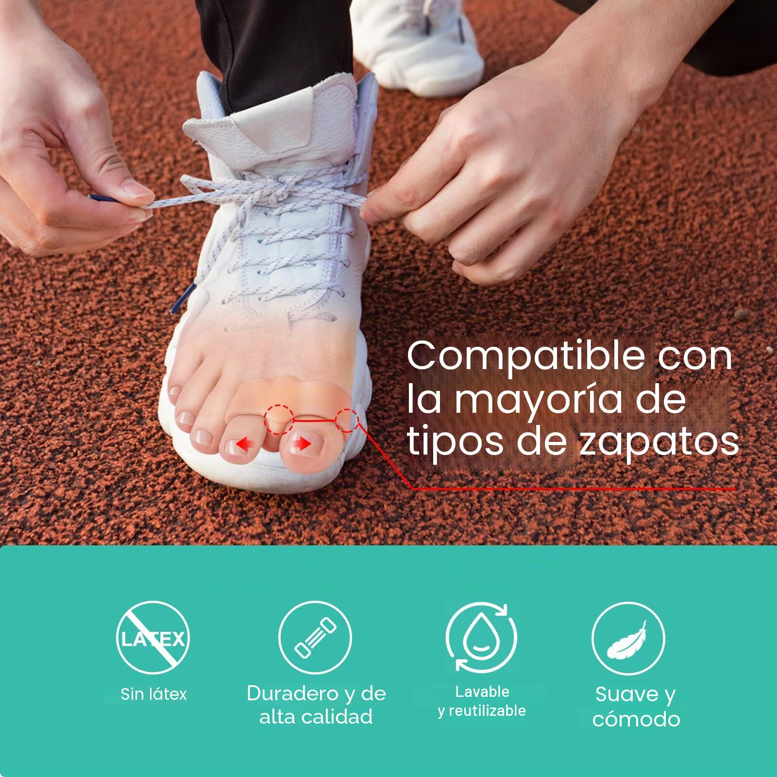 Welnove 12 separadores de dedos con 2 trabillas, separadores de dedos grandes para dedos superpuestos (beige)