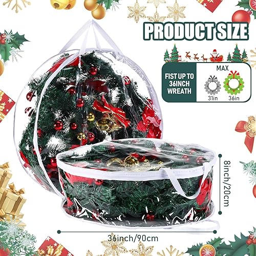 Miniatura 2 de Shappy 4 bolsas grandes de almacenamiento para coronas de Navidad de 36 pulgadas, contenedor de almacenamiento de coronas de temporada con