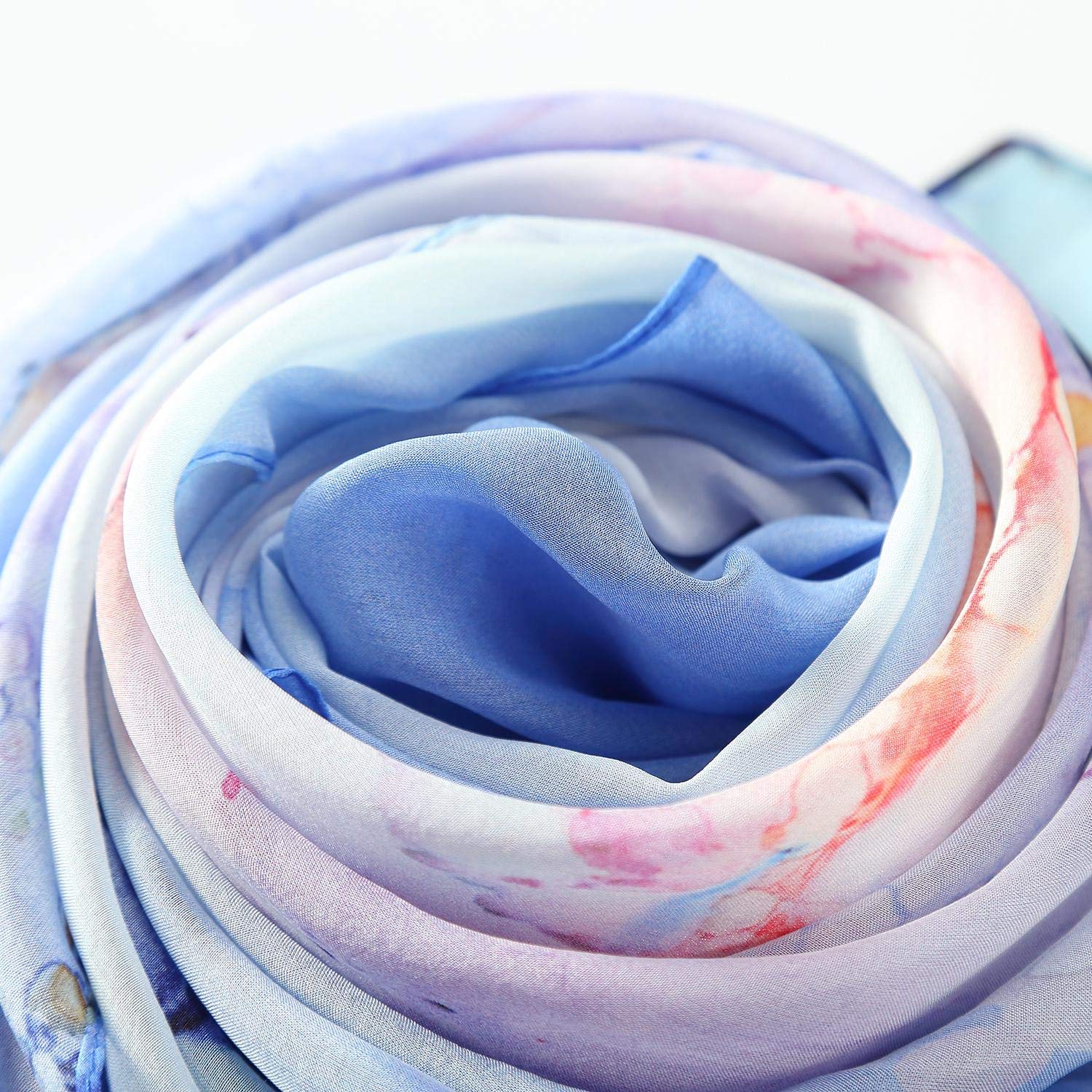 JWSilk Longue écharpe en mousseline de soie imprimé floral