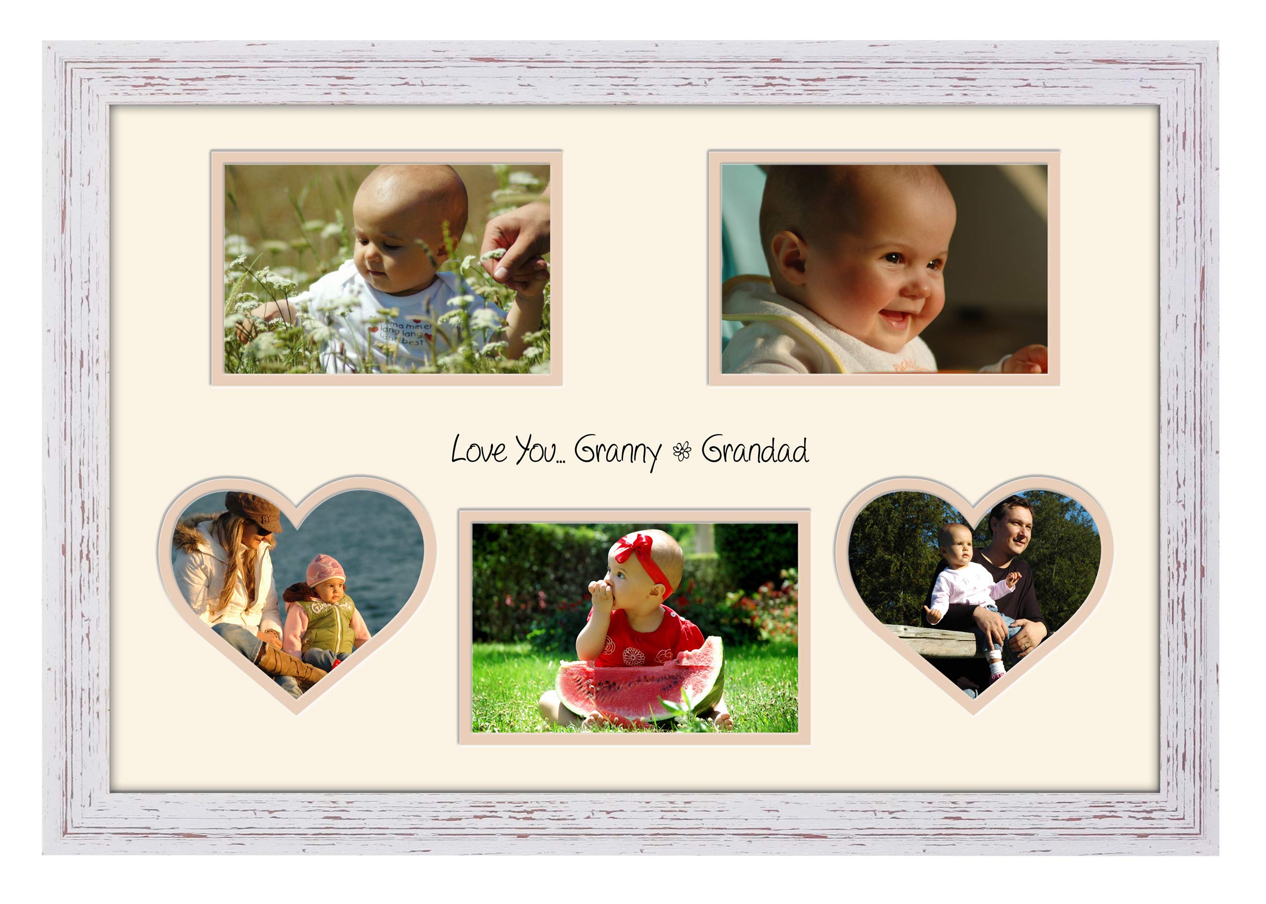 Photos In A Word Shabby Chic Frame Cream Mount Beige Inside Granny & Grandad Photo Frame Double Mounted Love You For 6” X 4” Photographs (Shabby Chic Frame Cream Mount Beige Inside)
