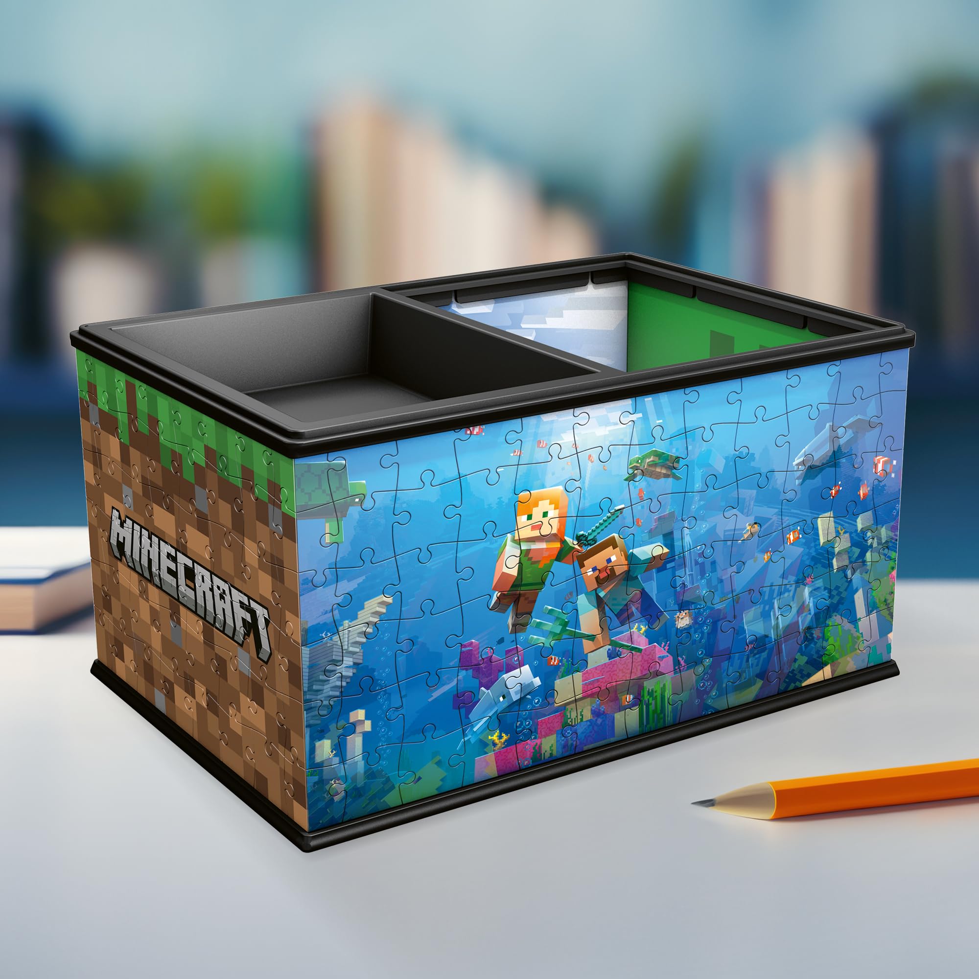 Ravensburger - Puzzle 3D Boite de Rangement - Pot à Crayons - Minecraft - A partir de 8 Ans - 216 pièces numérotées à Assembler sans Colle - Accessoires de Finition Inclus - 11286