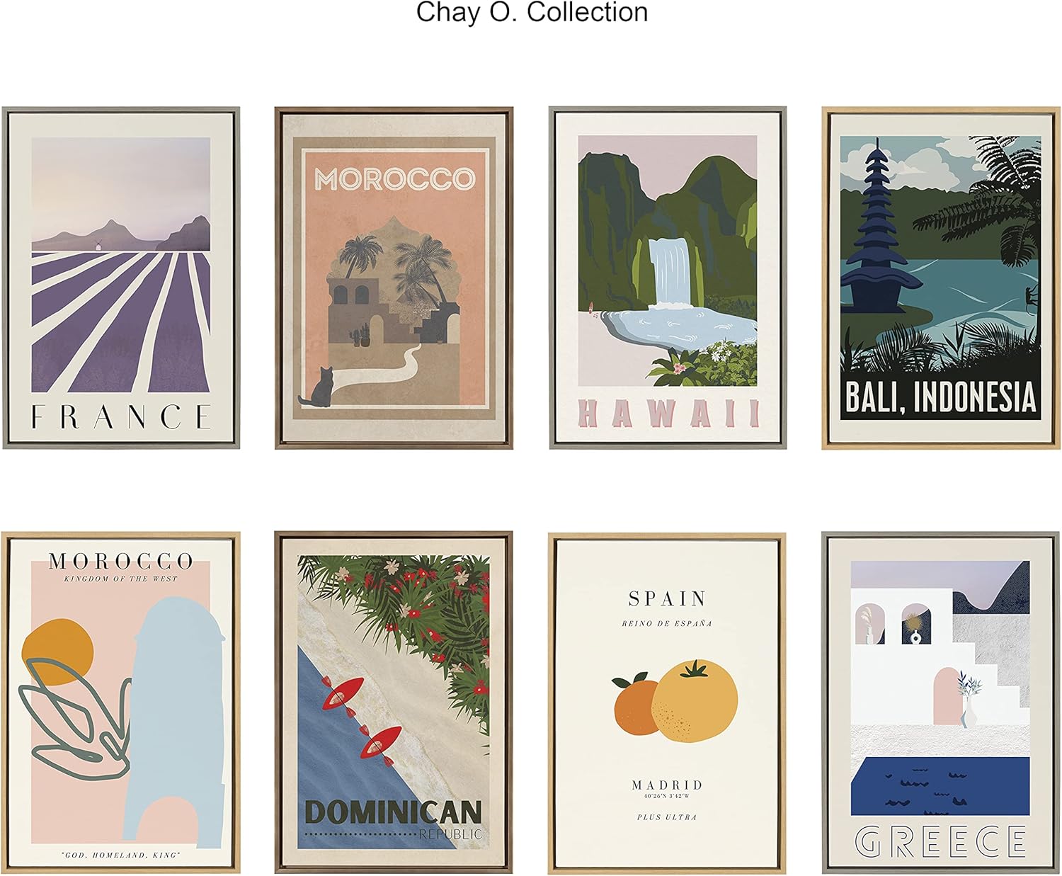 Kate and Laurel x Chay O. Collaboration Travel Poster Spain Framed Canvas Wall Art, 23x33 Natural, Tropical Fruit Art for Wall