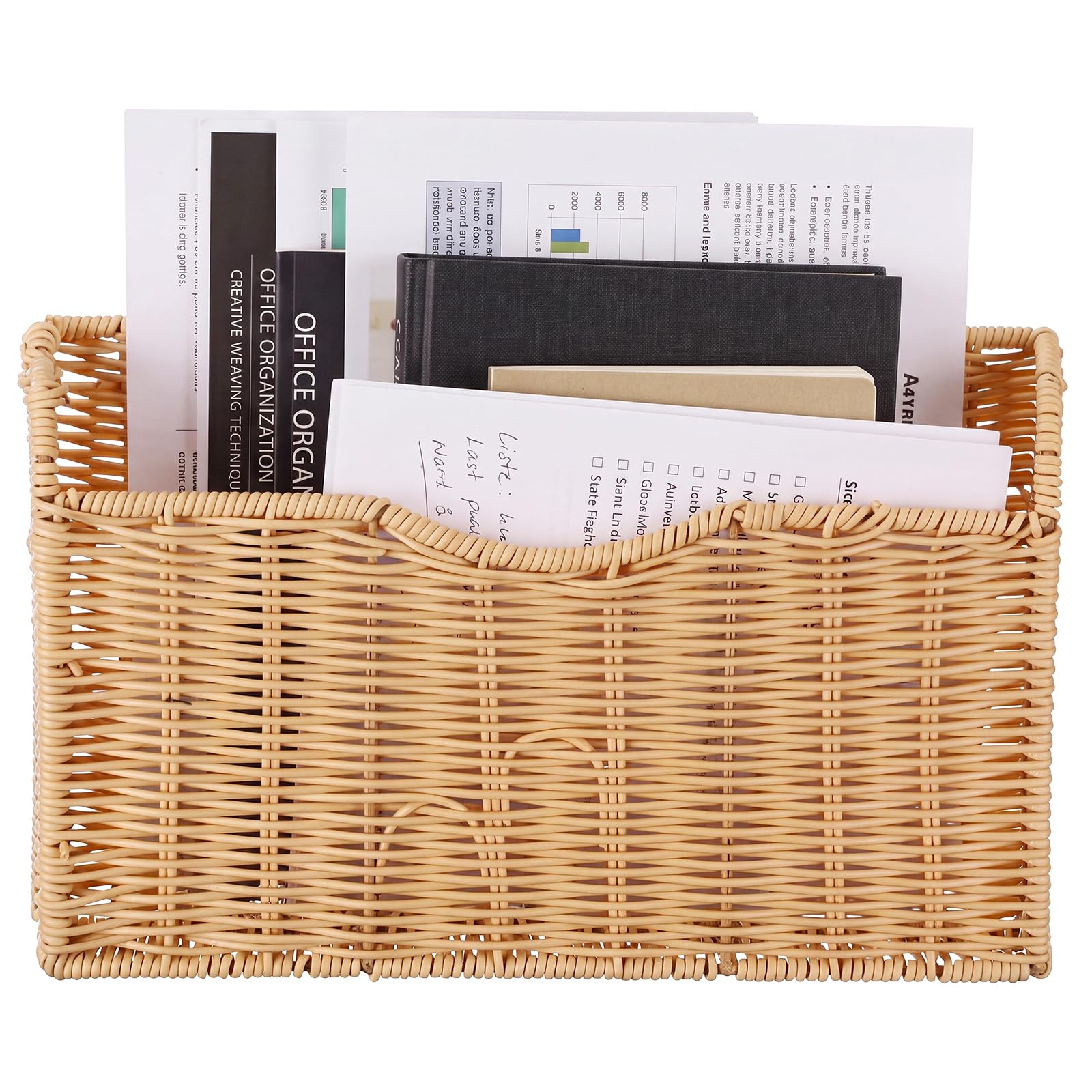 SiliFine Lot de 1 porte-documents mural tissé à suspendre pour magazines - Pour bureau, maison, courrier, magazine