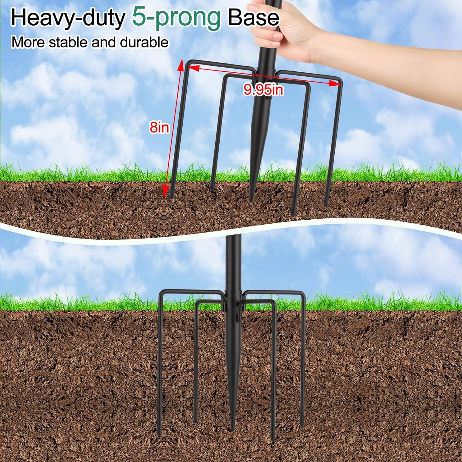 6-Hook Bird Feeding Station Kit,103 Inch Heavy Duty Shepherds Hooks for Outdoor,Adjustable Height Bird Feeder Pole with Mental Tray and Water Bowl,Attracting Wildbirds