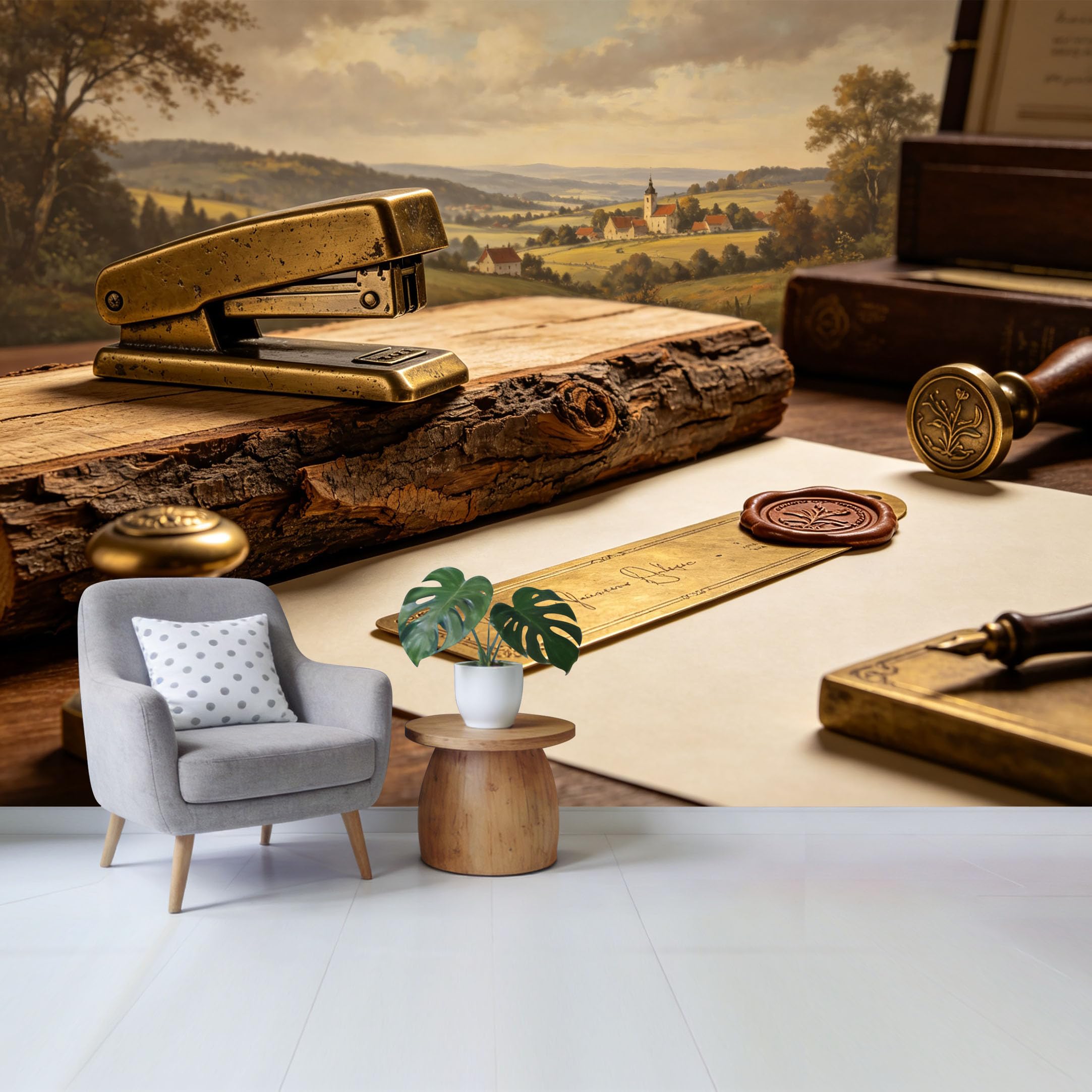 Qzlithotic Yq2605250913 Custom Size Wall Mural Vintage Rural Landscape Oil Painting Textured Art Selfadhesive Wall Fabric Removable Wallpaper For Home Office Decor