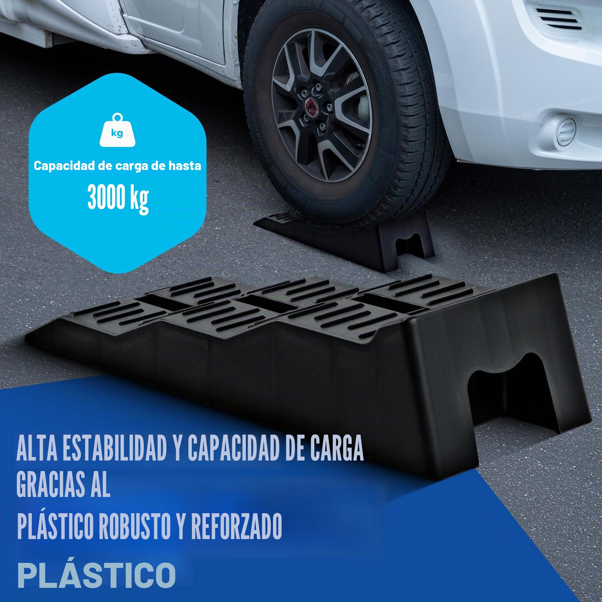 NTG – Cuñas niveladoras para autocaravana (set de 2) – Nivelación de 3 niveles hasta 3000 kg por set, estructura antideslizante ideal para caravana, autocaravana y remolque - Cuñas para todos los