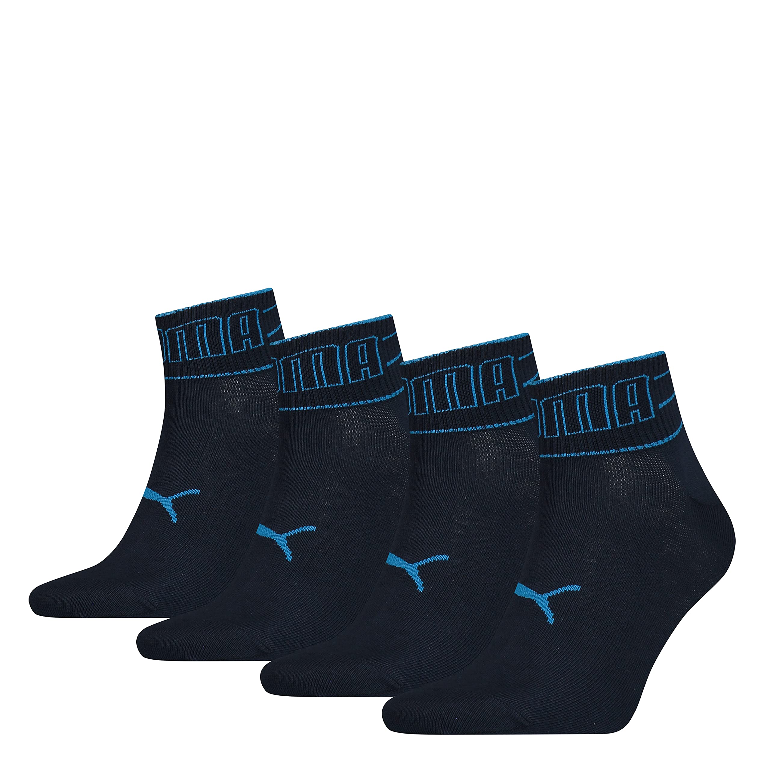 Puma Unisex Navy 4 Pairs Quarter Socks 2.5-5 (35-38)