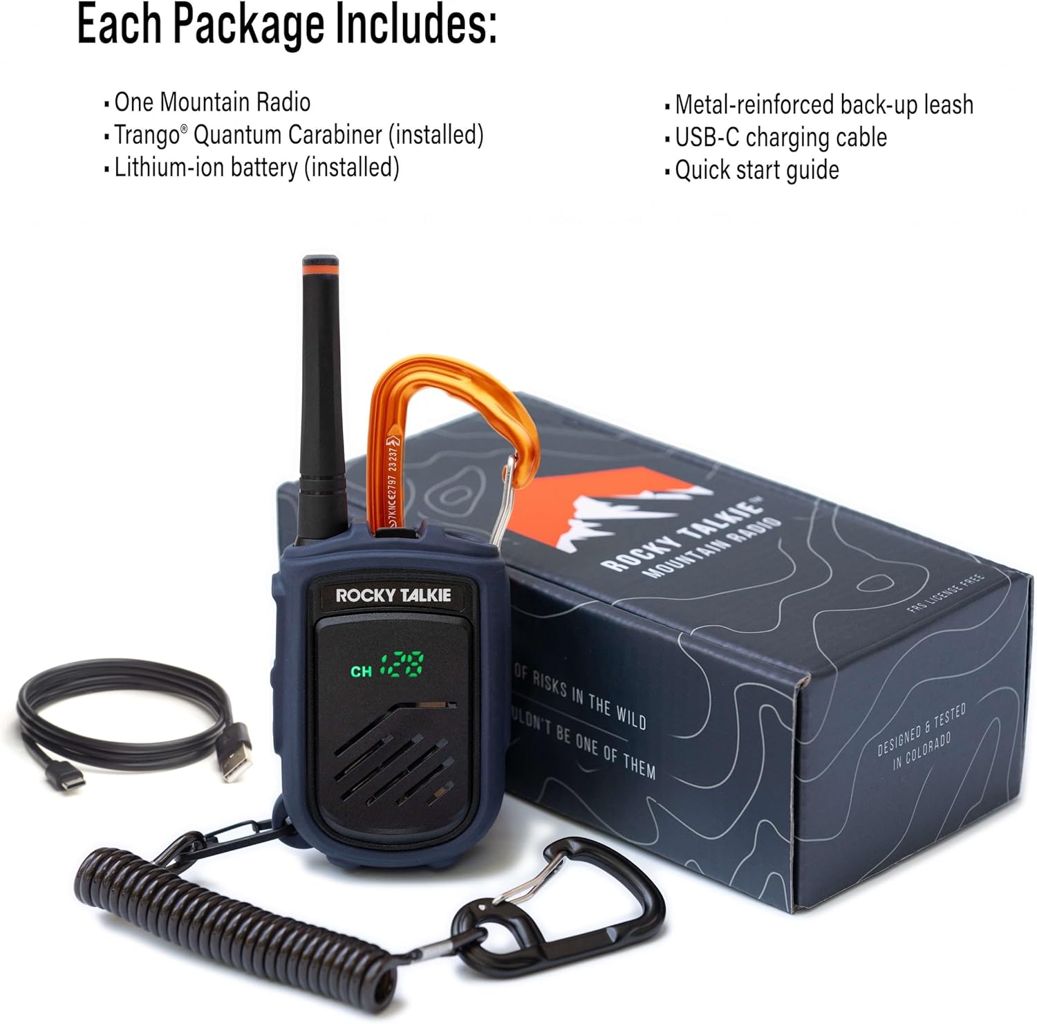 Rocky Talkie Mountain Radio - Long Range Walkie Talkie, FRS Handheld Radio, 4 Day Battery Life, Max Durability, 1 Pack