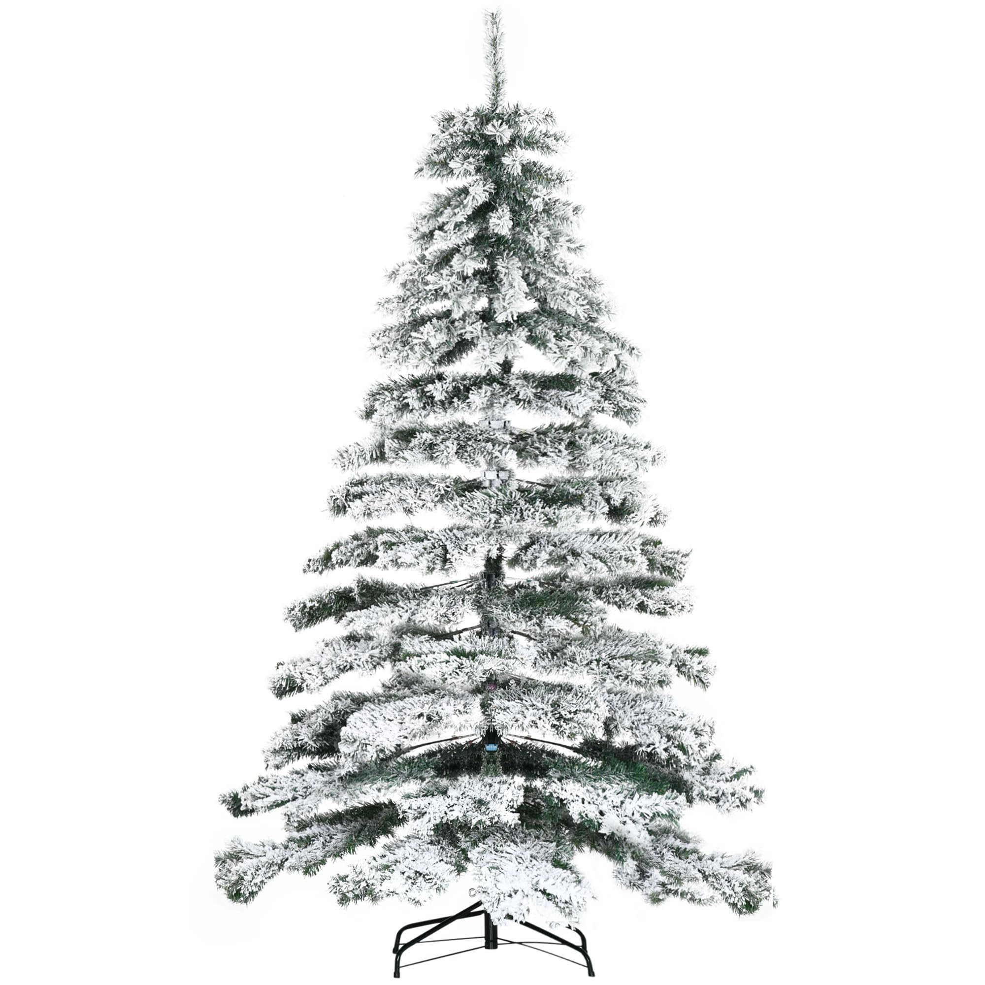 HOMCOM Árbol de Navidad 225 cm Nevado Artificial - 1083 Puntas de plástico con Base de Metal