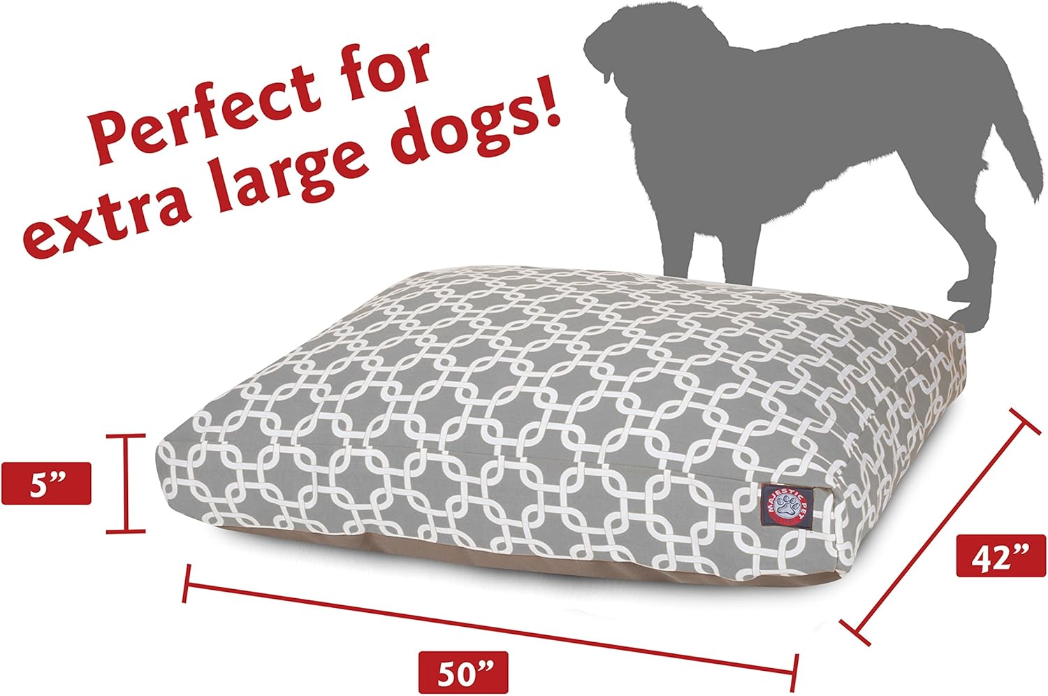 Gray Links Extra Large Rectangle Indoor Outdoor Pet Dog Bed With Removable Washable Cover By Majestic Pet Products