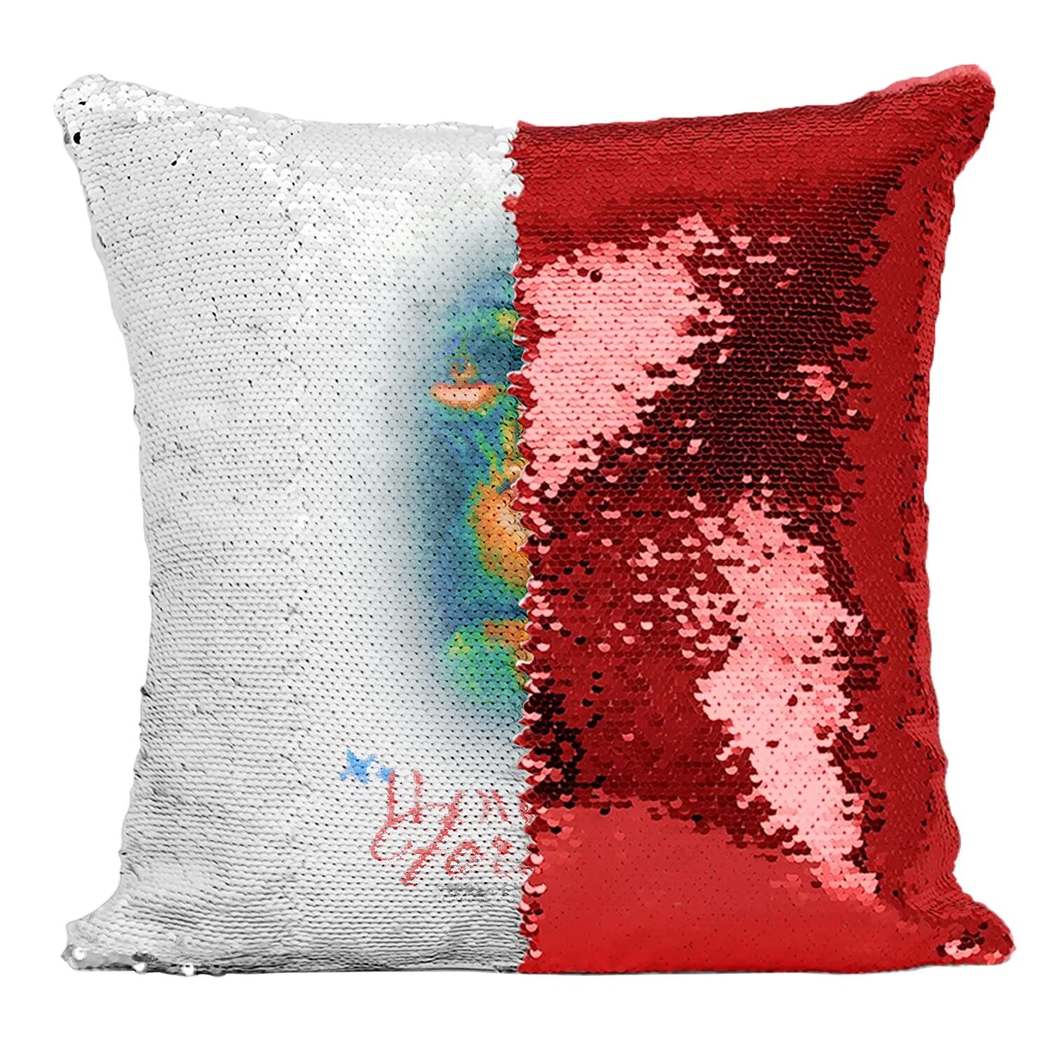 Coussin paillettes rouge Love pour illuminer votre salon d'une parodie vintage