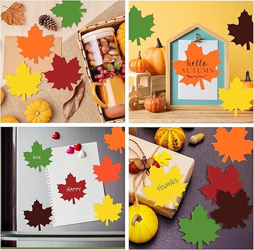 Miniatura 3 de Glenmal 540 hojas de hojas de otoño, notas adhesivas de otoño, hojas de arce, autoadhesivas, lindas y coloridas hojas de arce, bloc de notas para