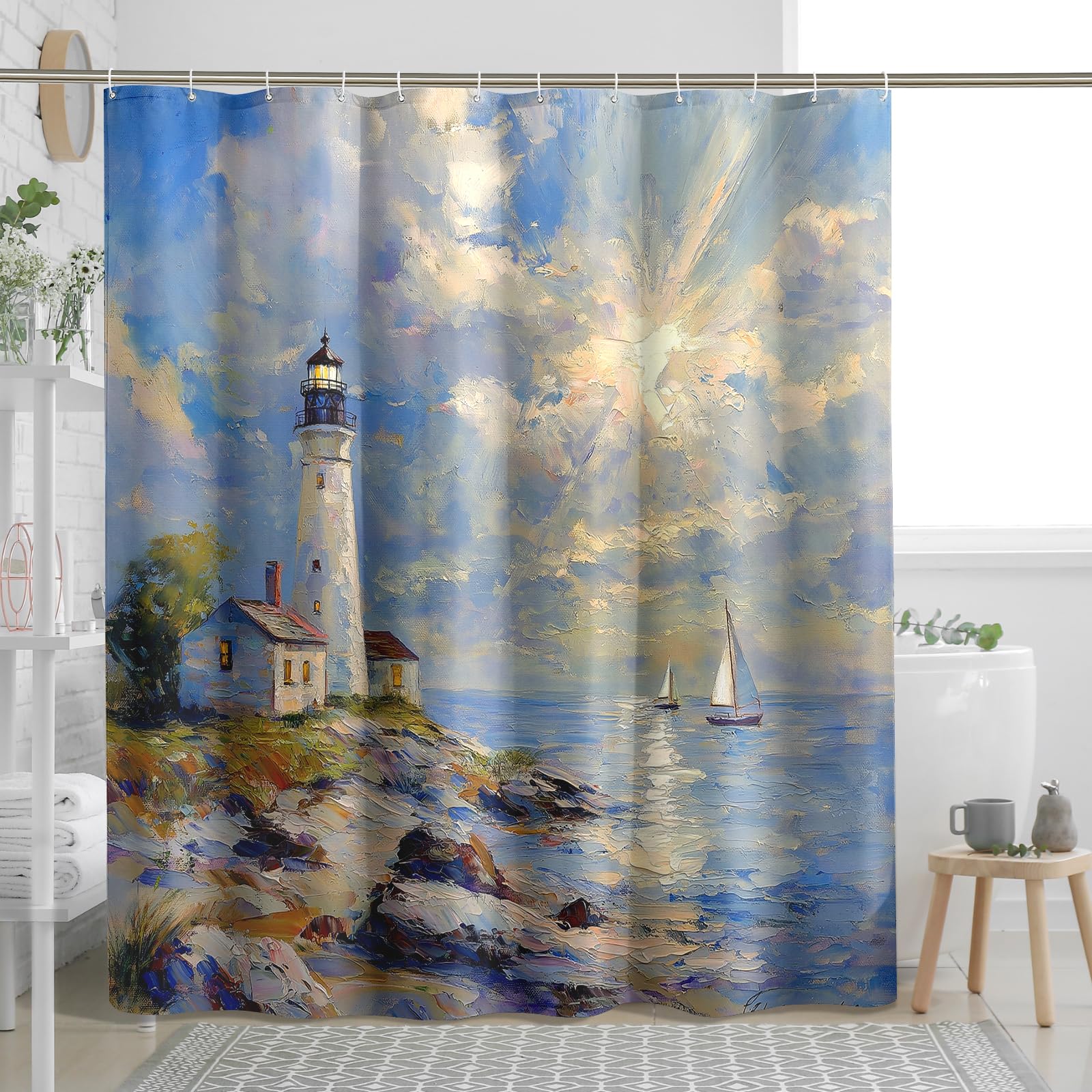 Paillasson phare noir extérieur intérieur voilier tapis lavable 73x43cm
