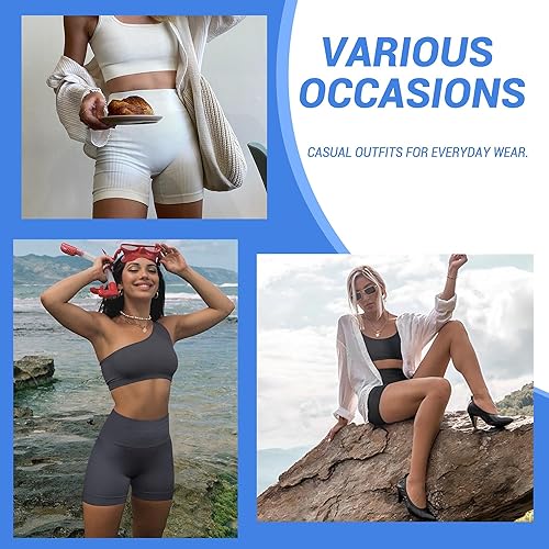 Miniatura 3 de GAYHAY 3 Pack Biker Shorts with Pockets for Women - 8" 5" High Waist Biker Shorts for Workout Yoga Running Gym