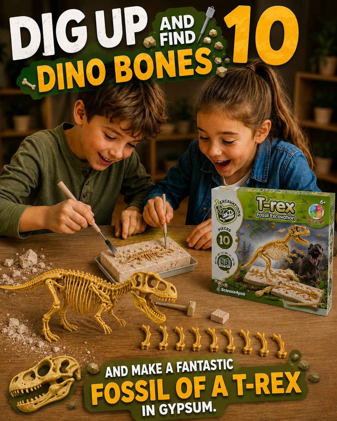 Amazon.com: Science4you T Rex Fossil Digging Kit for Kids - T Rex