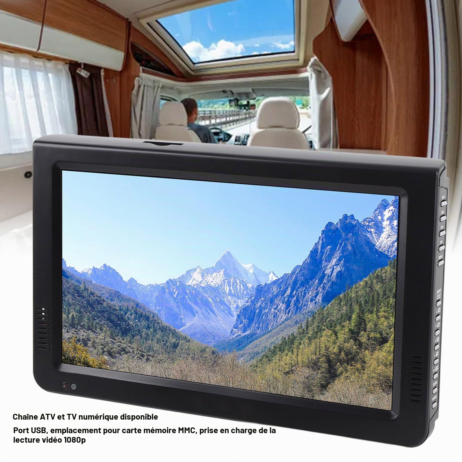 XUMIUZIY 10 "Small Portable TV, Télévision Numérique avec écran de Couleur LED, Batterie de 4000mAh, Tuner à Haute sensibilité, Port USB, Câble de Chargeur de Voiture à Aspiration, pour