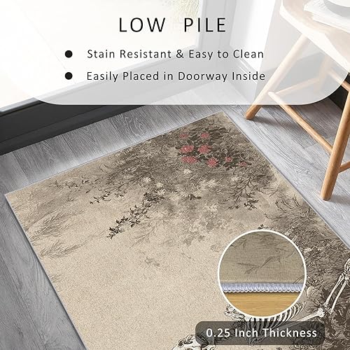 Miniatura 5 de J275 - Alfombra de pasillo de 2 x 7 pulgadas, diseño rústico de flores silvestres, antideslizante, lavable, decoración del hogar para cocina,