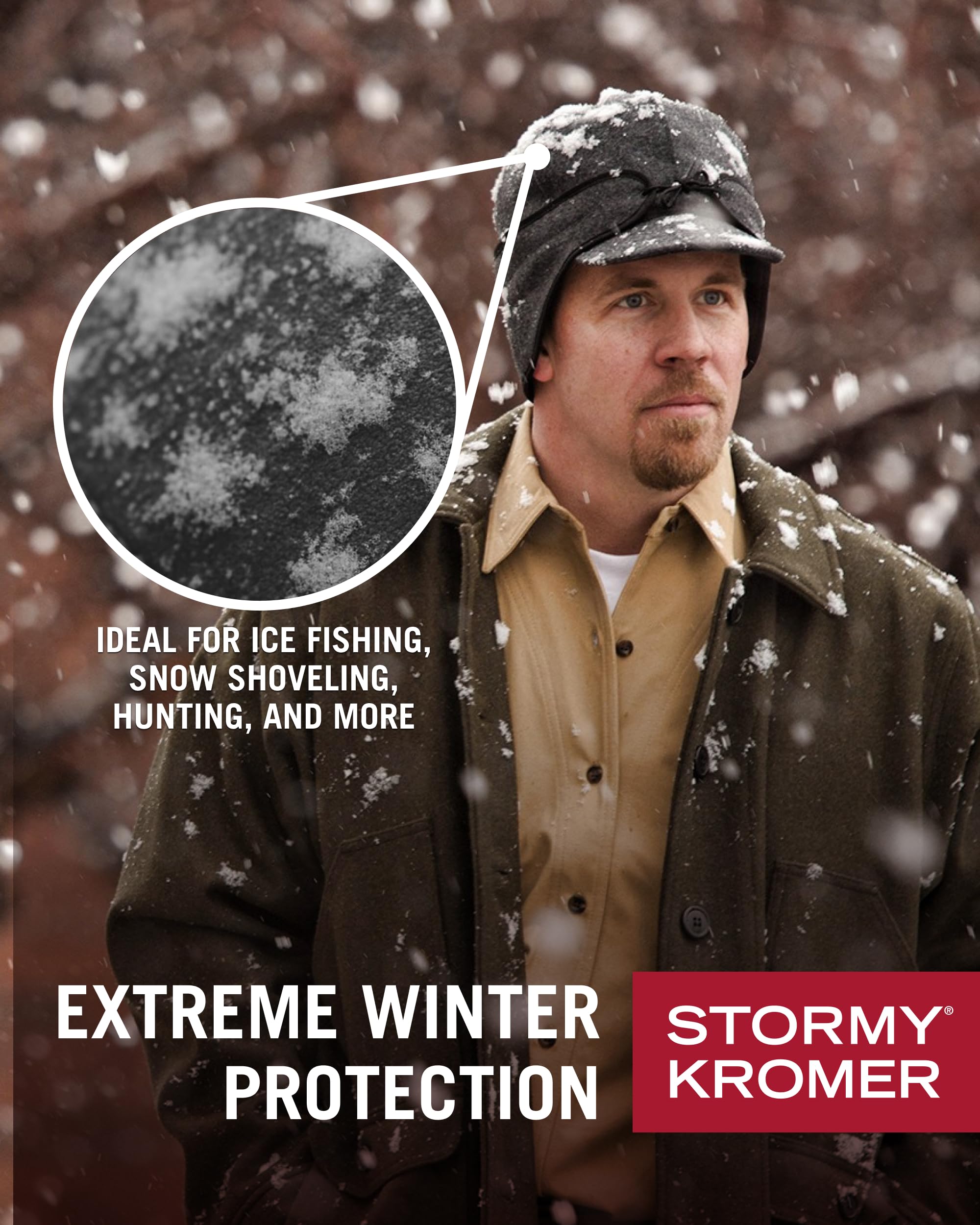 Stormy Kromer Rancher czapka zimowa Thinsulate wełniana czapka z polarową nausznikami, sprzęt na zimną pogodę, ciepła