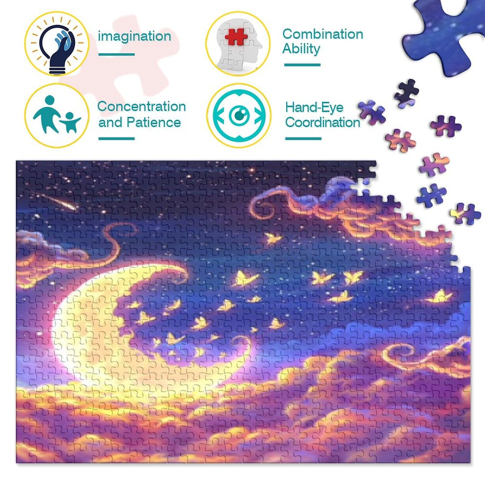 Moon Educa Adult 1000 Puzzle 1000 Cartoon Puzzle Edukacja Oryginalne Puzzle Dla Dorosłych I Młodych Miłośników Puzzle 1000 sztuk (75 x 50 cm)
