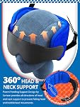 SARISUN 3 in 1 AirPlane Travel Essentials Kit, Travel Pillow with Head Support, 3D Eye Mask for Sleeping, No Collapse Foot Hammock for Airplane, Portable Long Flights/Car Road Trip Essentials Sets