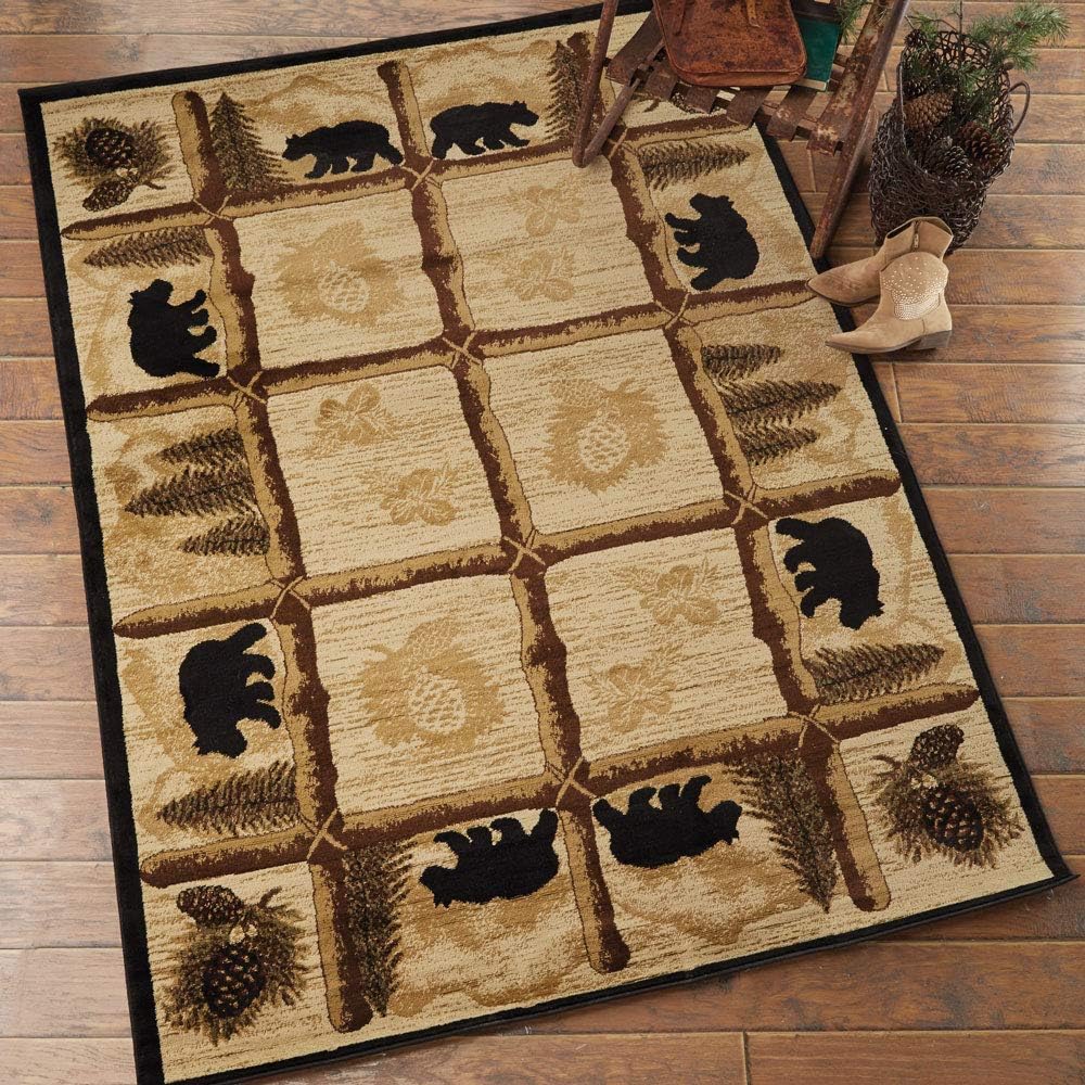 BLACK FOREST DECOR Alpine Black Bear Rug - 8 x 10, Polypropylene, Indoor Area Rug, 10" W x 9