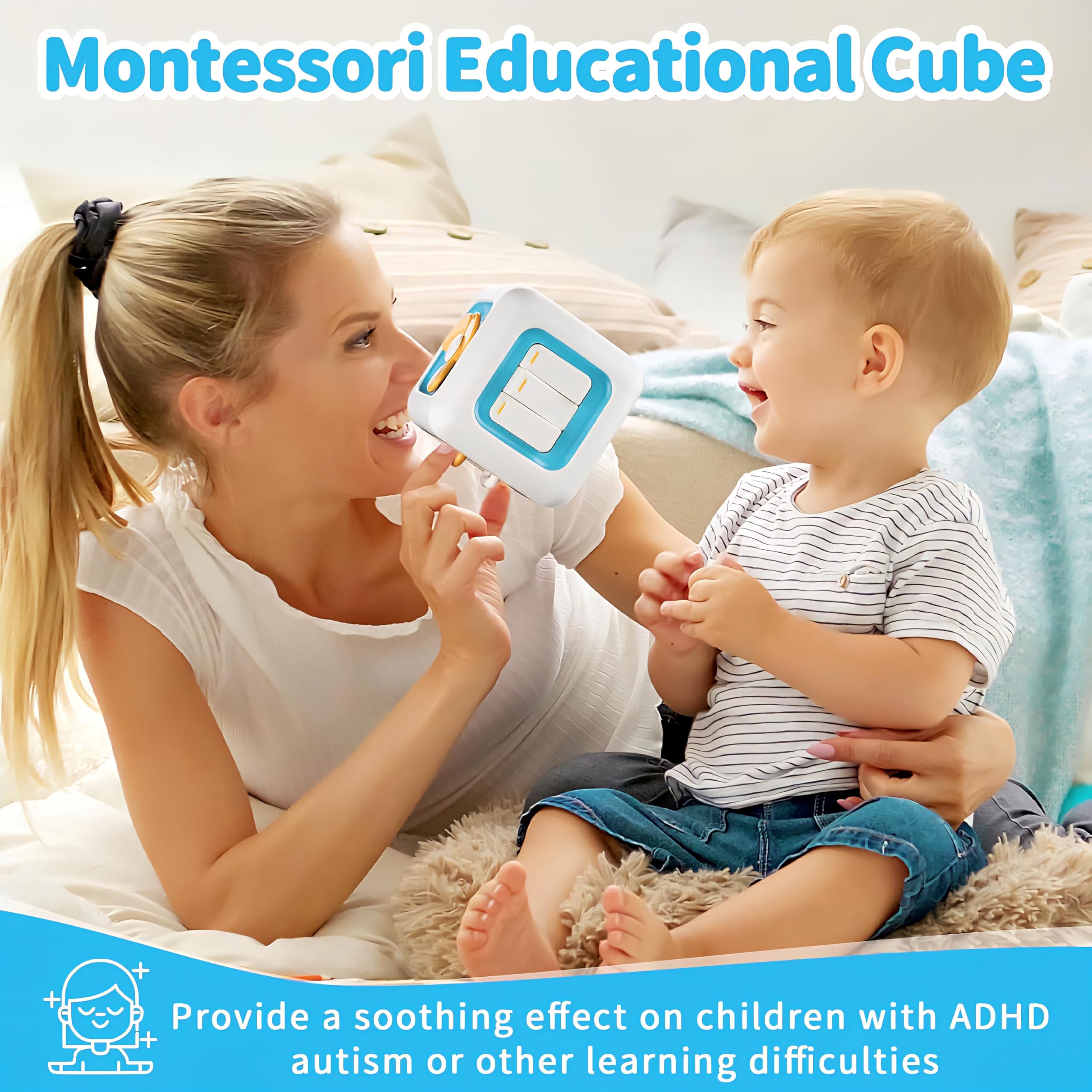 Montessori Baby Sensory Toy - 6-in-1 Activity Cube -5 Montessori Baby Sensory Toy - 6-in-1 Activity Cube -5