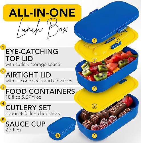 Miniatura 10 de HÄMTMAT Lonchera Bento para adultos, contenedores japoneses para adultos, juego de lonchera para preparación de comidas, lindo recipiente apilable,