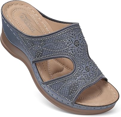 SHIBEVER Wedge Sandals For Women Dressy Comfortable Summer - Slip On Womens Sandal