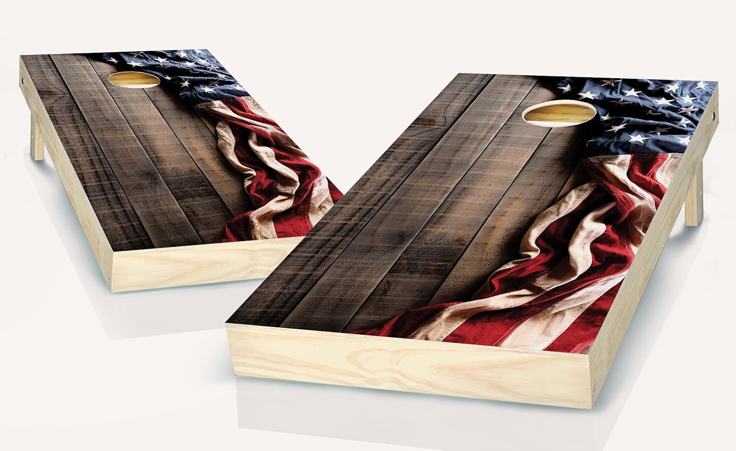 Cornhole American Flag Brown Board Vinyl Wrap Laminated Sticker Set Decal