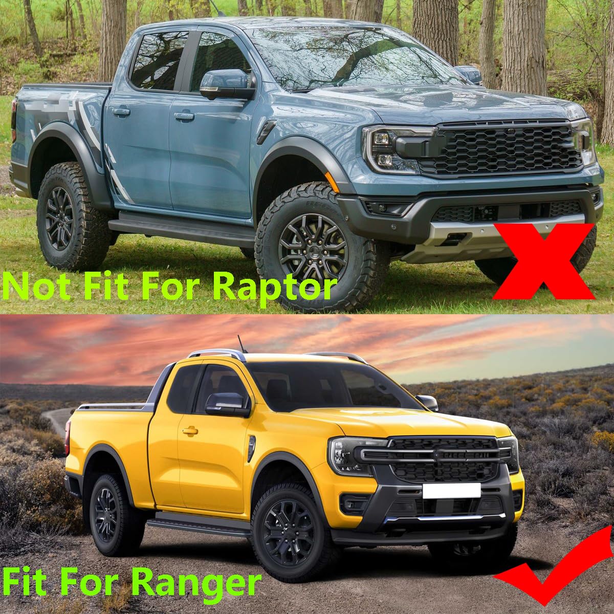 XUKEY 4 parafanghi paraspruzzi per Ford Ranger 2024 2025 parafanghi protezione per pneumatici posteriore anteriore accessori auto di ricambio