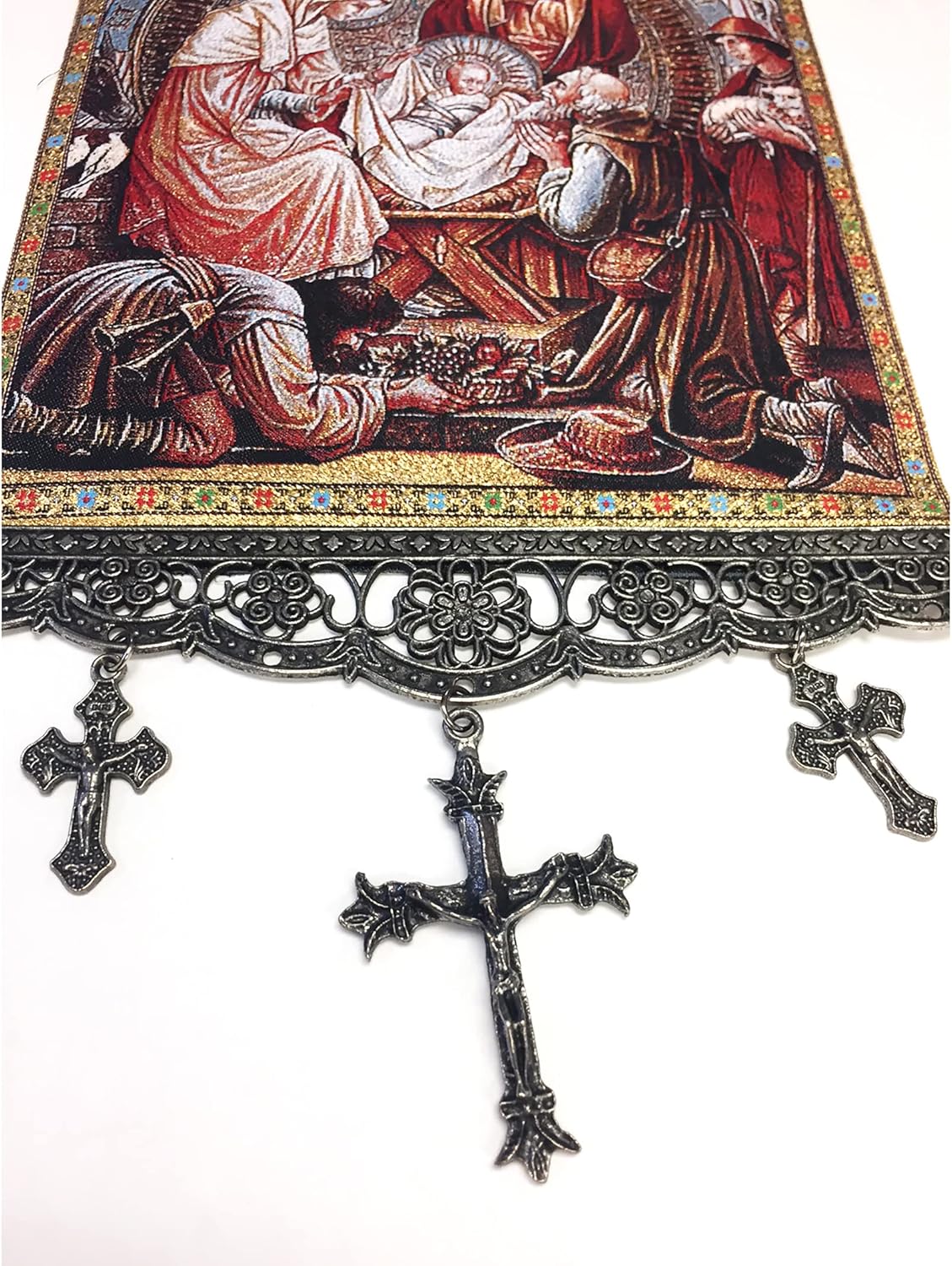 Religious Gifts - Catholic Orthodox Nativity of Christ Byzantine Tapestry Icon with Crosses 18 Inch