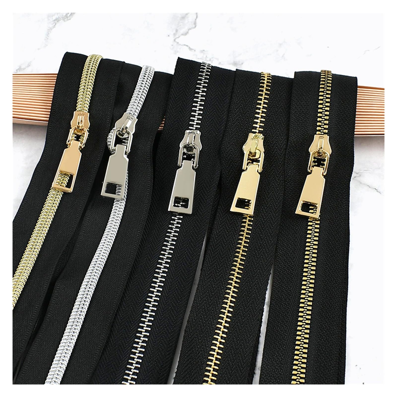Cremalleras de Metal/Nylon/resina por metro, 2-10M, 5#, bolsa deslizante con cremallera a juego, cremalleras for ropa, accesorios costura fácil reparación(KY377G6-3GunBlack,10Meters10PcsSlider)