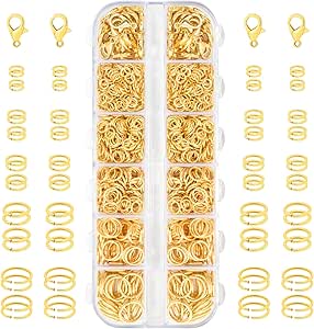 Mandala Crafts Assorted Gold Colored Double Jump Rings For Jewelry Making - 540 Pcs Mini Split Key Rings Set For Crafts, DIY Keychains, And Accessories