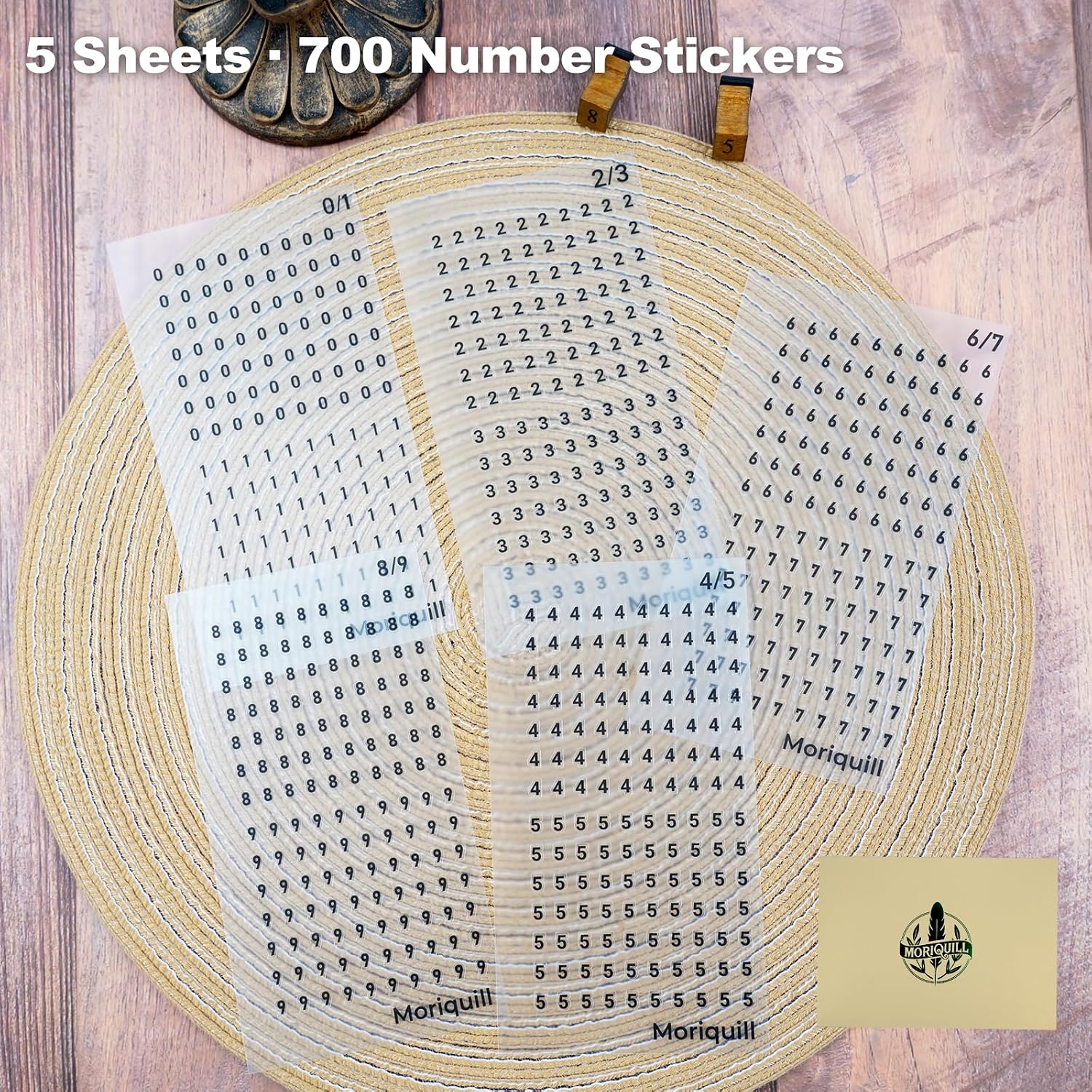 700 Pcs Tiny Number PET Stickers, 4 mm Black Digits 0-9