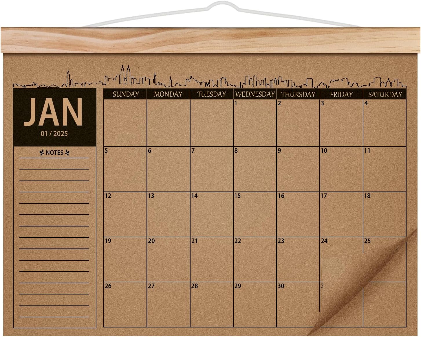Calendar 2025-2026 - Wall Calendar from Jan 2025 to Jun 2026, 18 Monthly Calendar 29 x 21.5cm (A4 Size Approx.) Thick Kraft Paper Desk Calendar Planner for Home or Office - Norjews