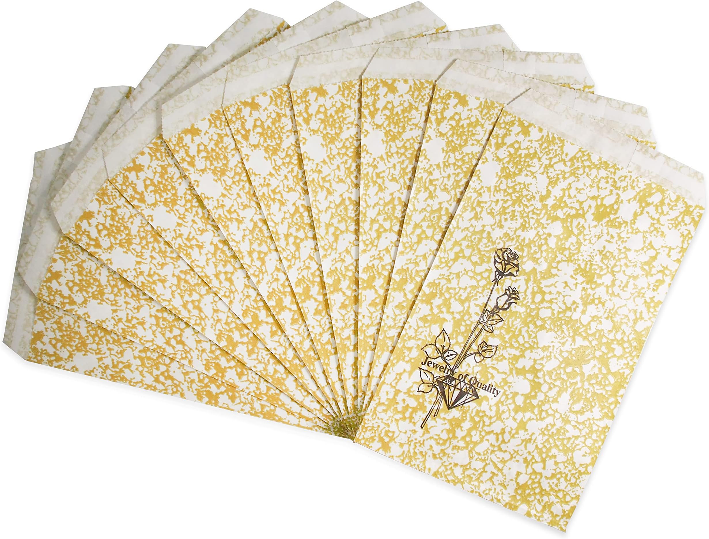 CuteBox Goldtone Jewelry of Quality Flat Paper Gift Bags 100pcs (4" x 6") for Retail, Merchandise, Packaging, Handmade Goods, Arts and Crafts, Outdoor Events, Holidays, Weddings
