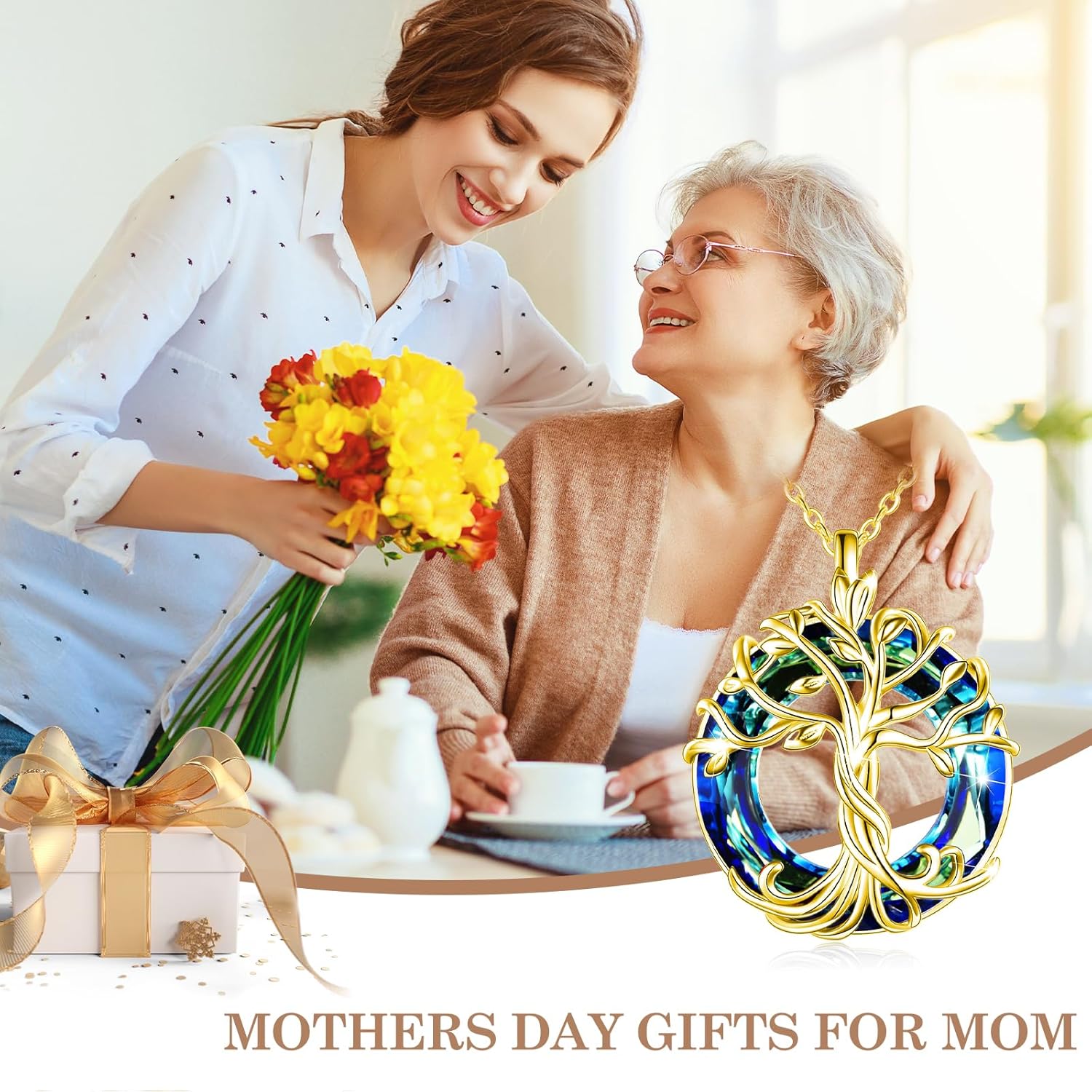 TOUPOP Tree of Life Necklace 925 Sterling Silver Family Tree Pendant with Austrian Crystal Jewelry Valentines Day Birthday Gifts for Women Mom Wife Her - Image 4