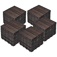 Vista 19 de Yaheetech 55 azulejos de terraza de patio entrelazados de madera compuesta de madera para cubierta de pisos de madera de 12 x 12 pulgadas, madera