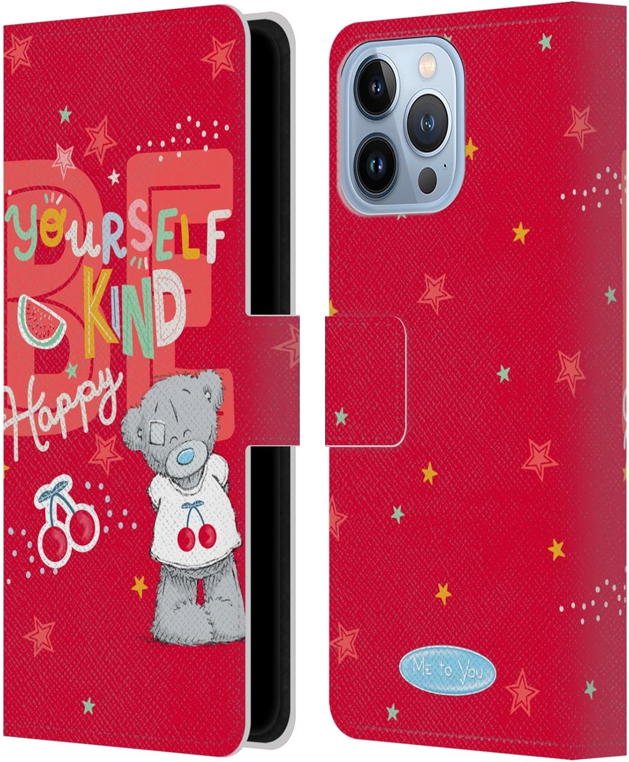 Head Case Designs Officially Licensed Me to You Strawberry Retro Fun Leather Wallet Case Compatible with Apple iPhone 13 Pro Max