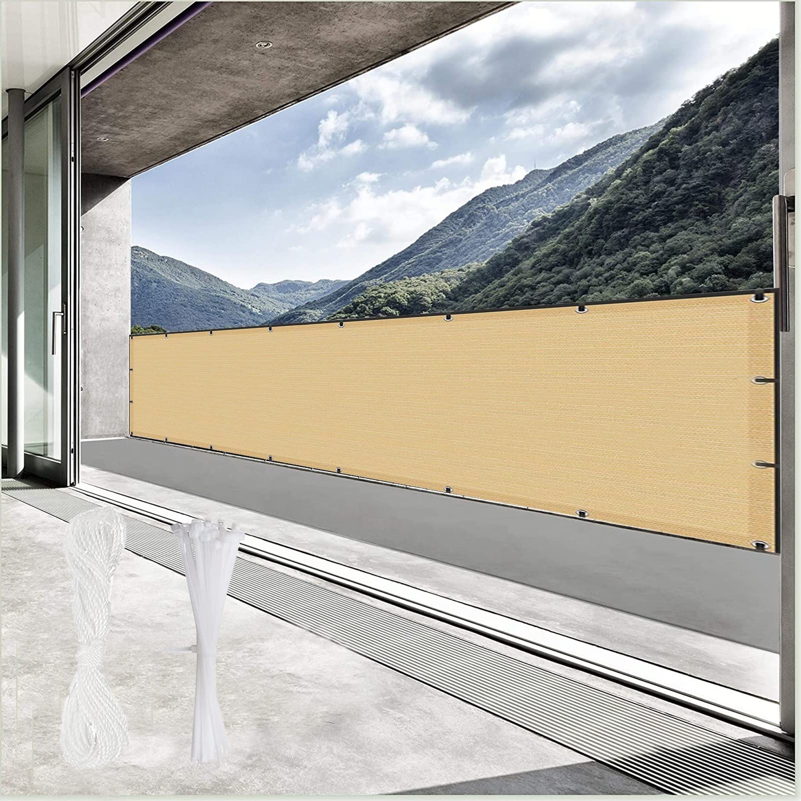 Protection contre le vent pour balcon 130x200 avec oeillets