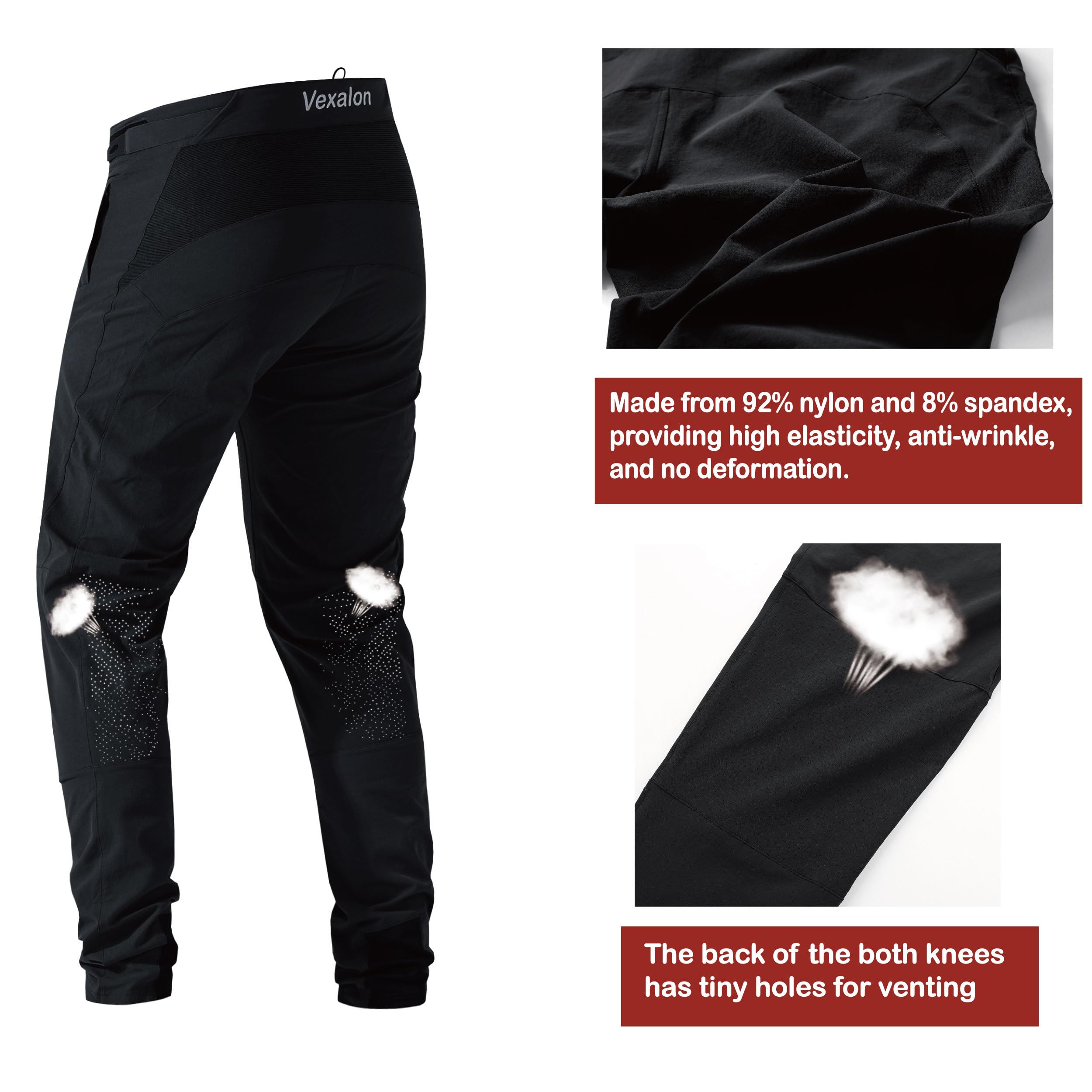Mountain Bike Hosen, BMX Riding Hosen für Herren Fahrradhose, Schnelltrocknende leichte atmungsaktive Radfahren Fahrrad Downhill Bike Hosen