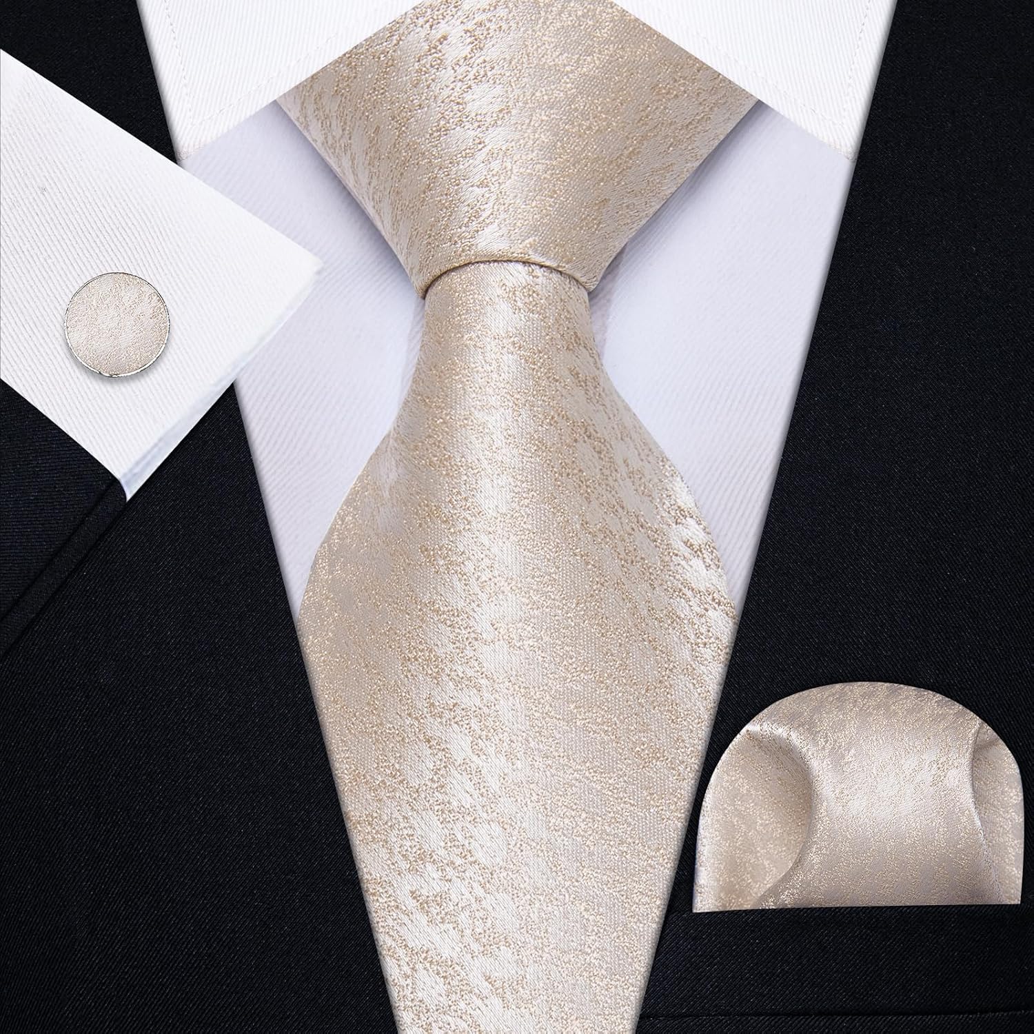 Silk Ties for Men Paisley Floral Striped Necktie and Pocket Square Cufflinks Tie Clip Set 4PC - Image 3