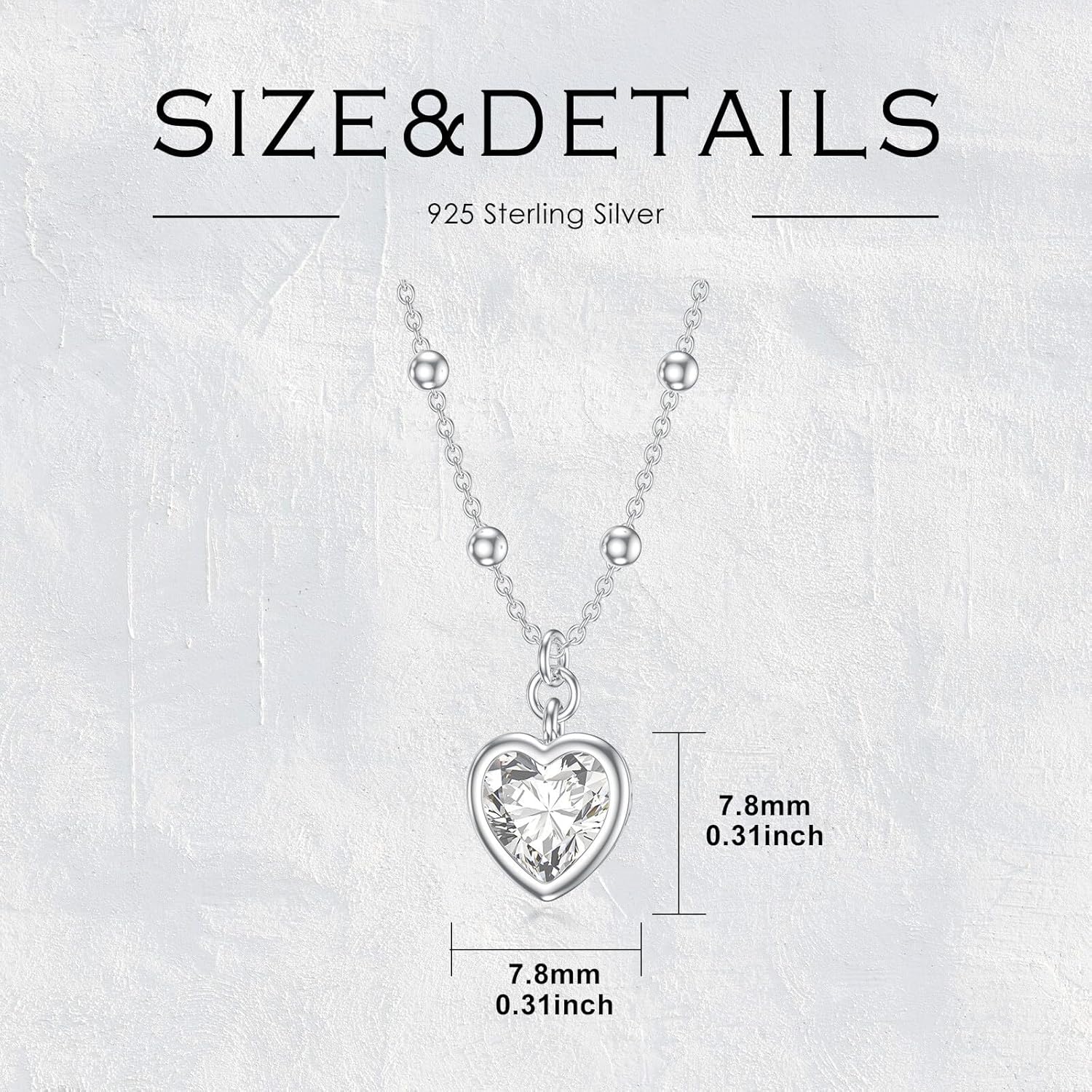 925 Sterling Silver Cubic Zirconia Heart Pendant Necklace for Women Ladies Heart Jewelry Gifts - Image 6