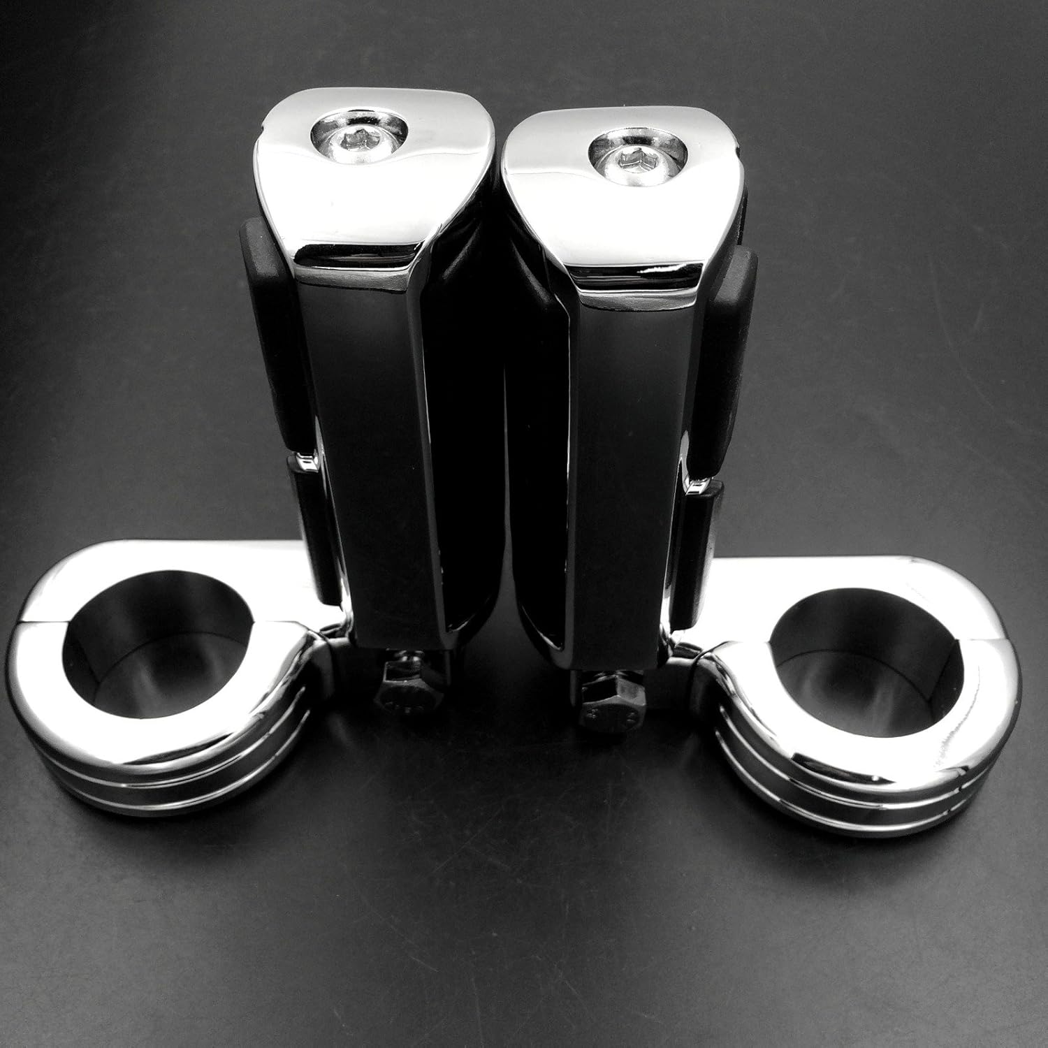 XKMT-Wing Skull Zombie Shape 1 1/2" Highway Stiletto 4475 Foot Pegs P-Clamps Compatible With H-D Sportster Touring Black Body Black Rubber Quality Product [B015MDO046]