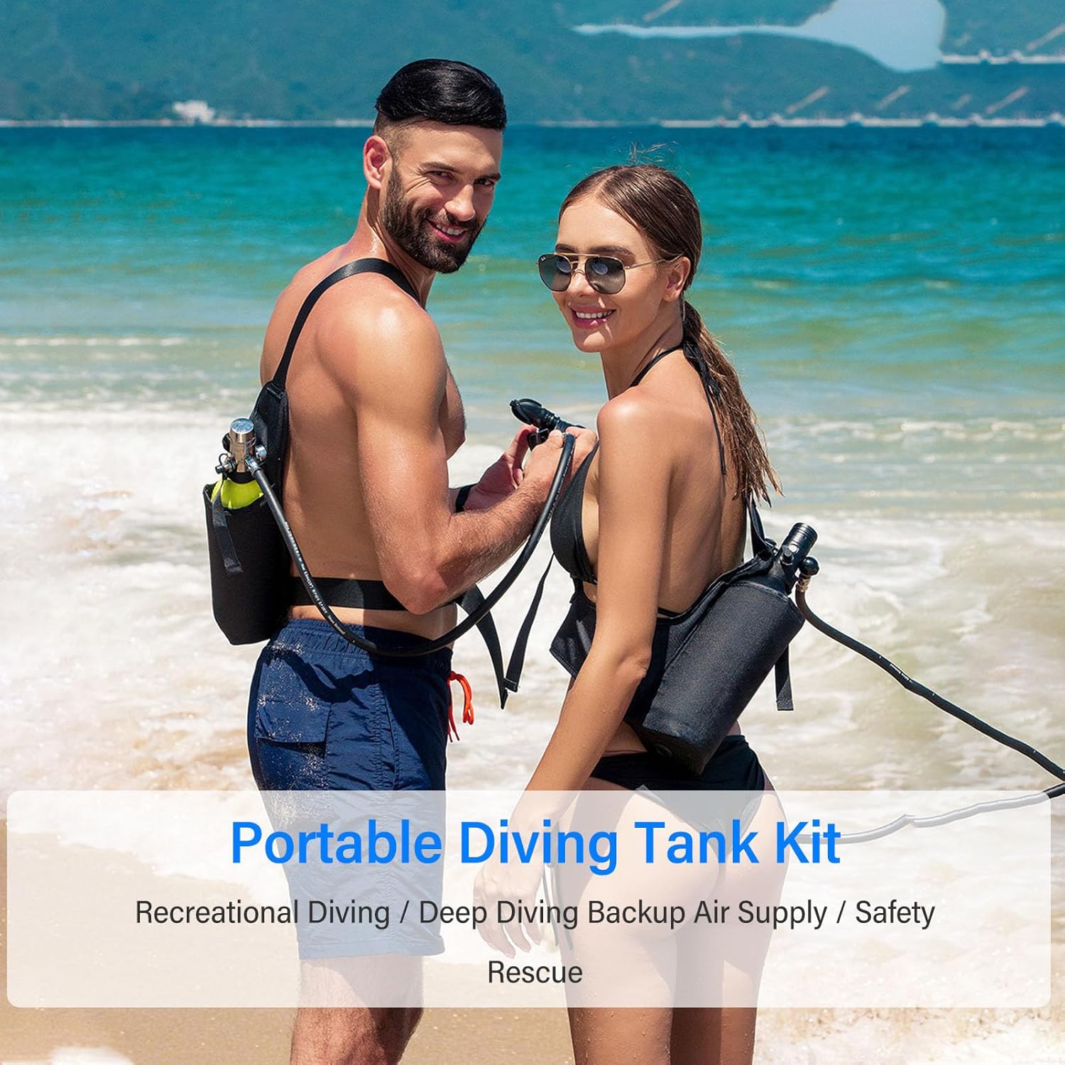 Alomejor Plus Mini Diving with 1L Oxygen Cylinder Diving Equipment Backpack Carrying for Underwater Exploration (Green)