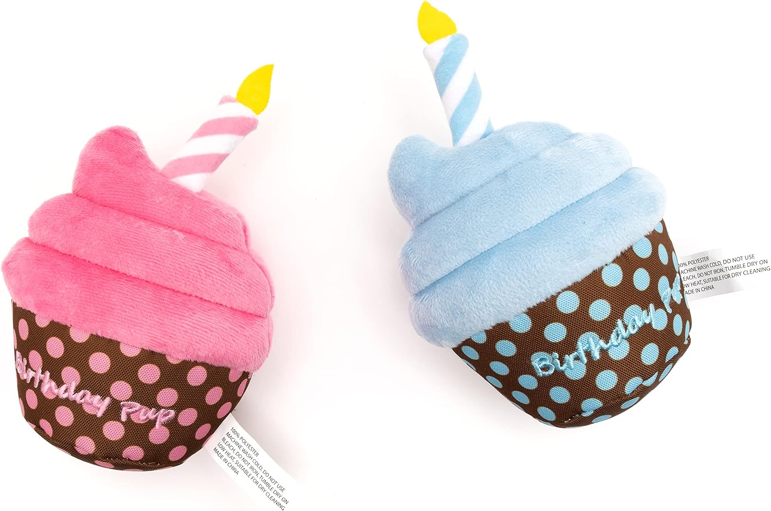 The Worthy Dog Birthday Pup Tough Dog Toy – Chomp-Resistant Durable Dog Toy with Multiple Squeakers, Reinforced Mesh Lining & Strong Stitching - Pink, One Size