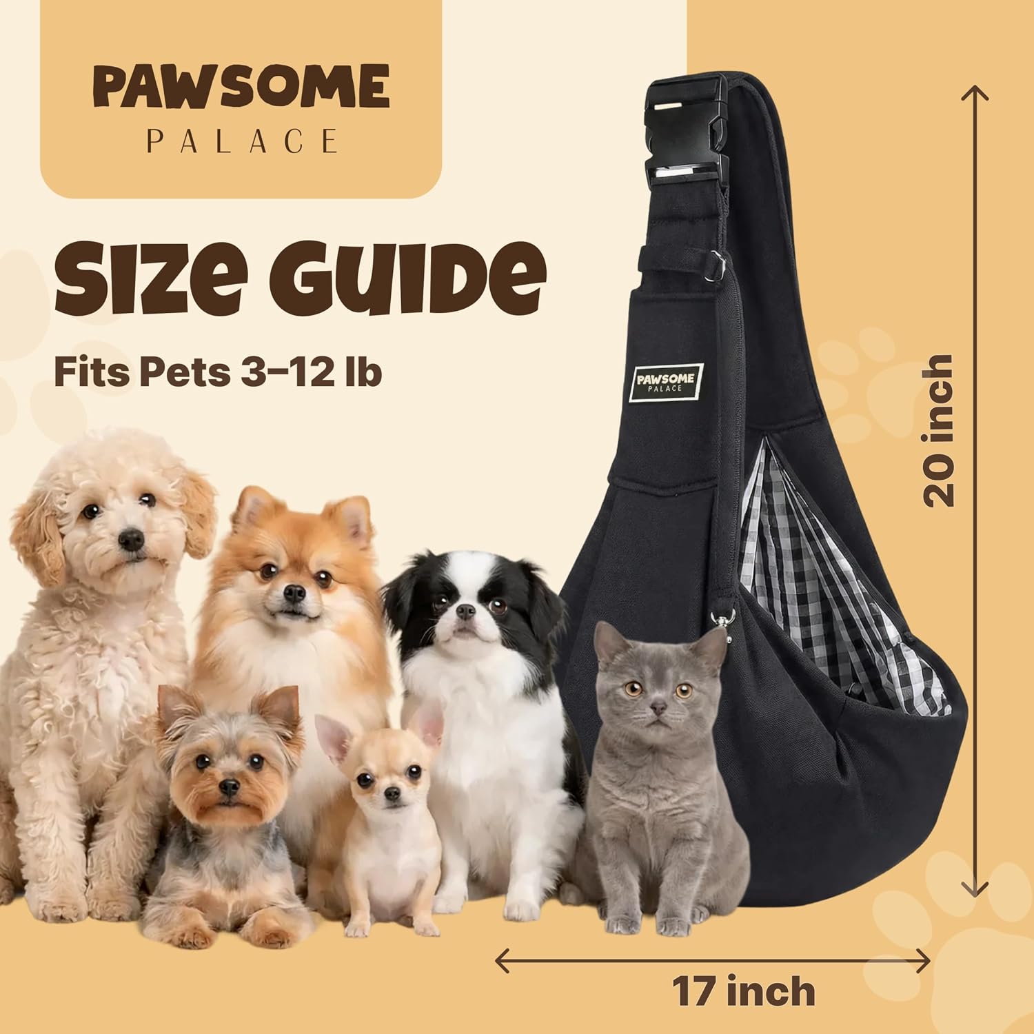 Cat Sling Carrier | Hands-Free Comfort for Small Cats & Kittens | Secure & Breathable | Wide Shoulder Strap, Safety Leash & Storage Pocket